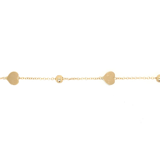 Pulsera oro combinada bolitas y corazones