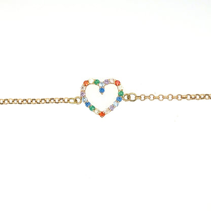 Pulsera oro corazón colores