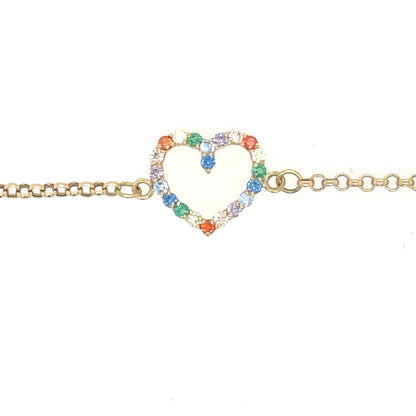 Pulsera oro corazón colores