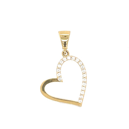 Colgante oro corazón con circonita