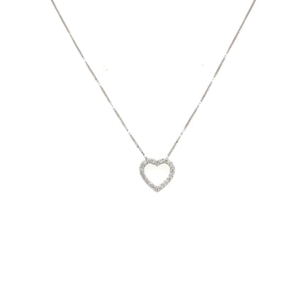 Colgante oro blanco con corazón brillantes