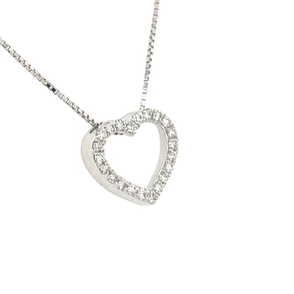 Colgante oro blanco con corazón brillantes