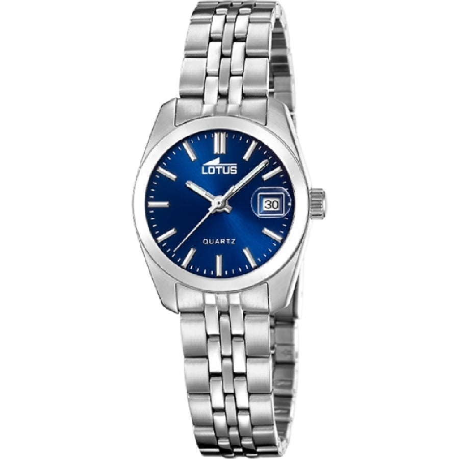 RELOJ DE MUJER LOTUS OLD MONEY  CON ESFERA AZUL Y CORREA DE ACERO