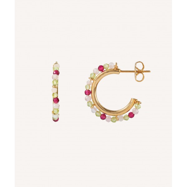PENDIENTES ARO PIEDRAS MULTICOLOR