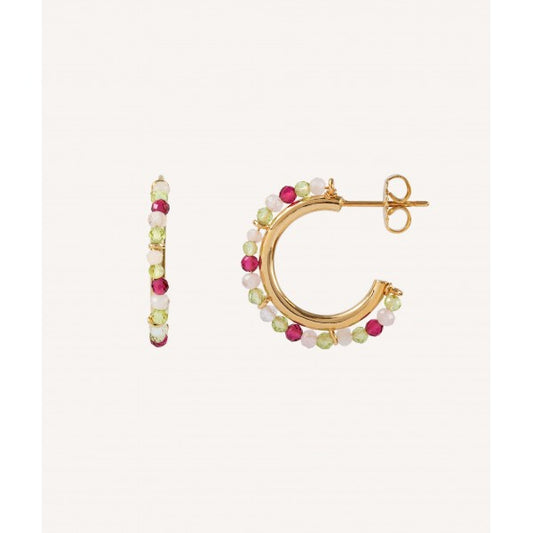 PENDIENTES ARO PIEDRAS MULTICOLOR