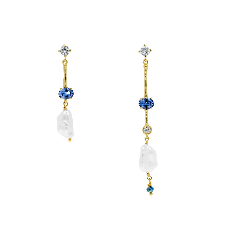 Pendientes de plata con gemas y piedras de color