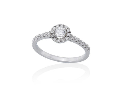 Solitario Compromiso  en Oro blanco 18Kt y diamantes