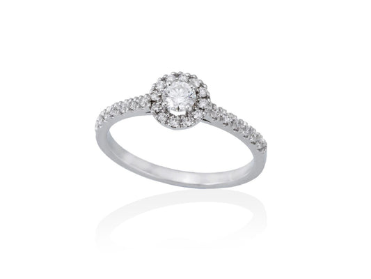 Solitario Compromiso  en Oro blanco 18Kt y diamantes