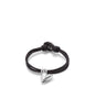 Pulsera con 4 tiras de cuero con cierre botón y charm de corazón bañado en plata de ley
