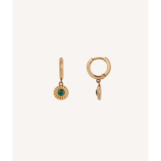 Pendientes chapado en oro colgante verde