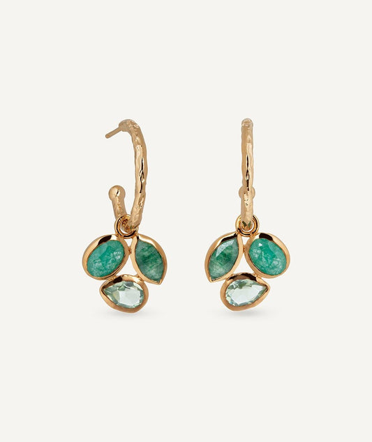 Pendientes aro Triad con piedras verdes
