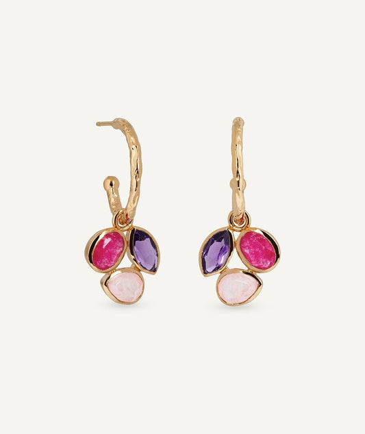 Pendientes aro Triad con piedras morado