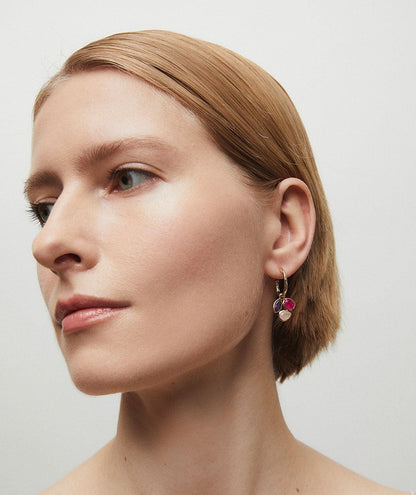 Pendientes aro Triad con piedras morado