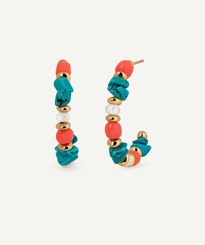 Pendientes medialuna con piedras naturales