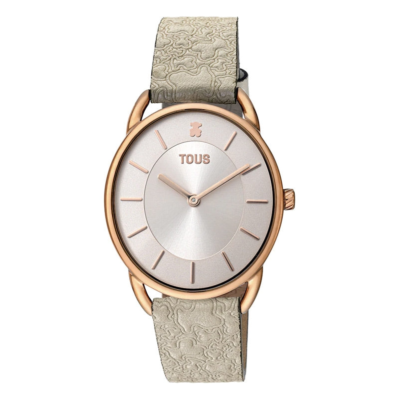 Tous Reloj analógico Dai XL de acero con correa de piel Kaos beige