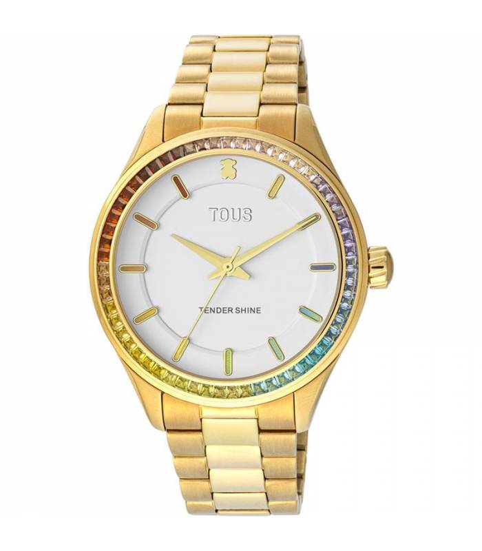 Tous Reloj analógico con brazalete de acero IP dorado T-Shine