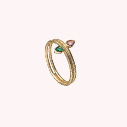 Agatha - Anillo fino Neith doble Verde/rosa