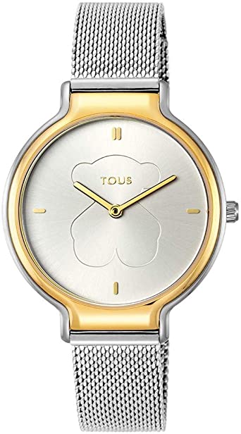 Tous Reloj analógico Real Bear bicolor de acero/IP dorado con correa Mesh
