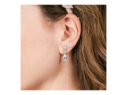 Pendientes de Lágrima blanca novia en plata