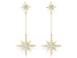 Pendientes Estrella Largos en plata baño dorado