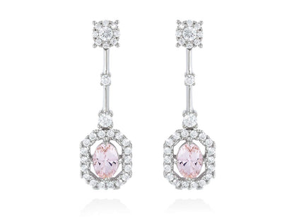 Pendientes de novia Boho Chic Rosa en plata