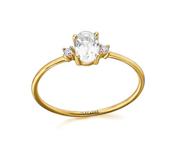 Lecarré Anillo oro de ley Topacio Blanco y Diamantes