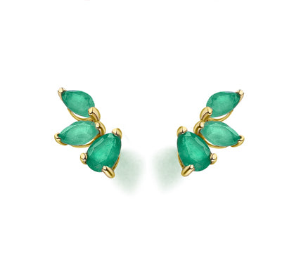 Lecarré Pendientes Oro de ley Y esmeralda