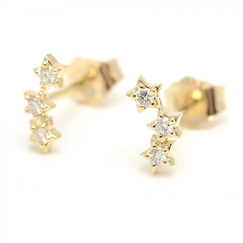 Lecarré Pendientes Estrellitas de oro y diamantes