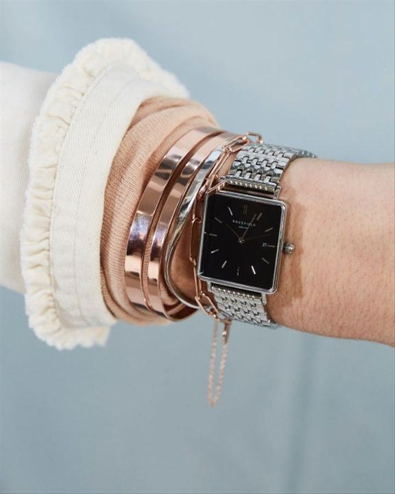 Rosefield RelojThe Boxy Negro - Plata - 33mm