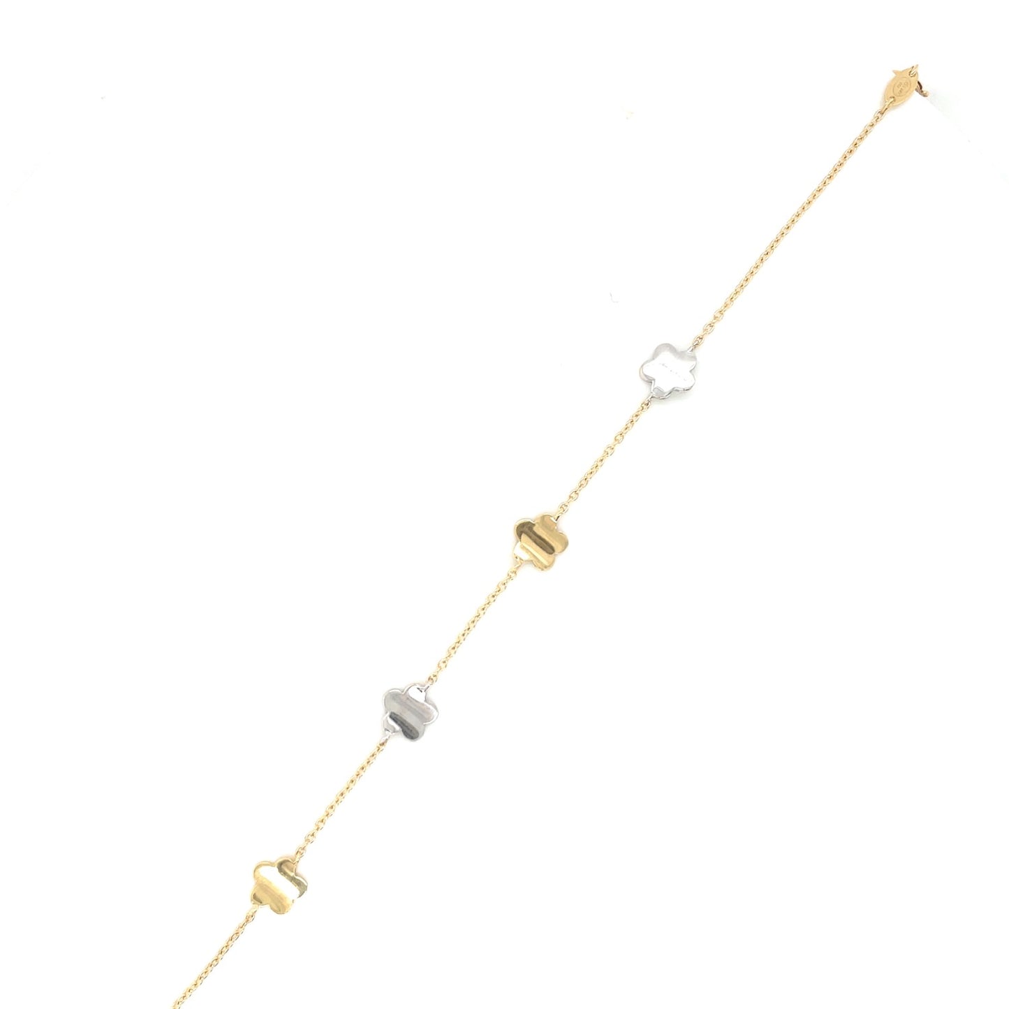 Pulsera Flor bicolor oro