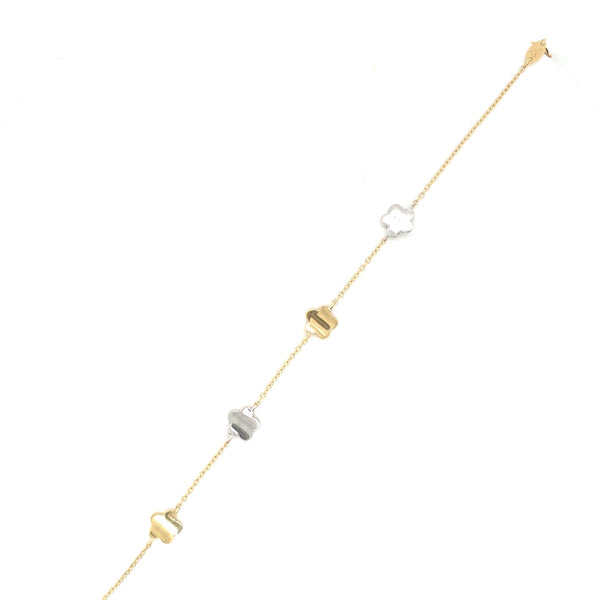 Pulsera Flor bicolor oro