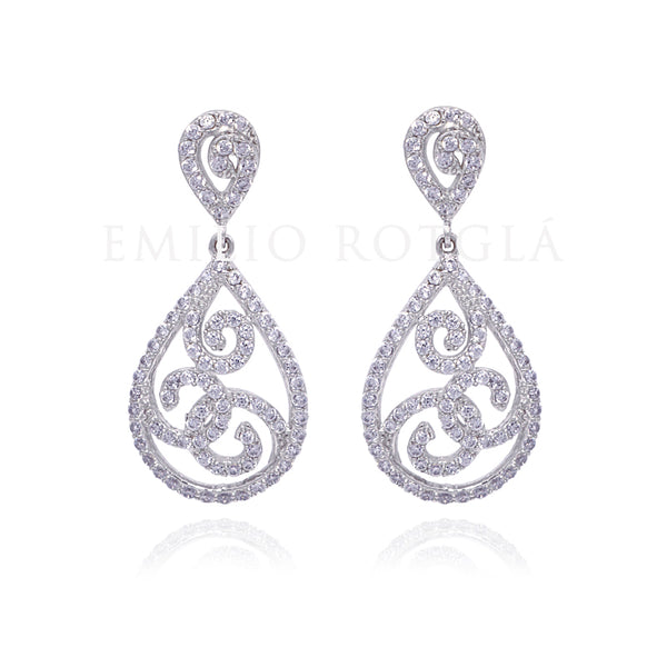 Pendientes oro blanco circonitas