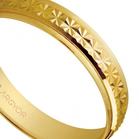 Alianza de boda oro facetado diamantado 4mm