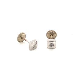 Pendientes cuadrado circonita oro blanco