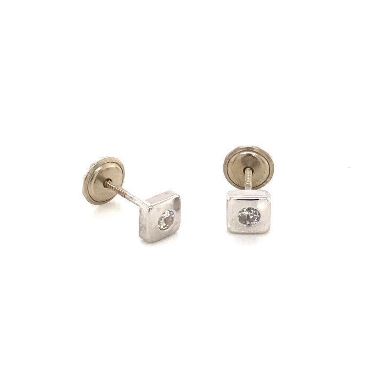 Pendientes cuadrado circonita oro blanco