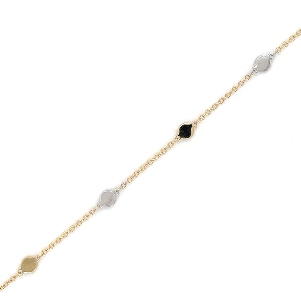 Pulsera Bicolor chapitas oro