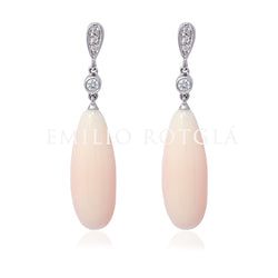 Pendientes brillantes oro blanco piel ángel