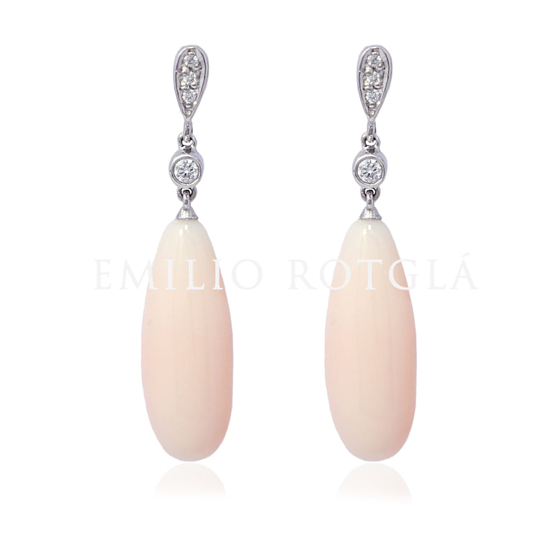 Pendientes brillantes oro blanco piel ángel