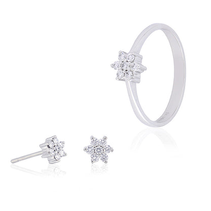 Pendiente  Oro blanco estrella y diamantes