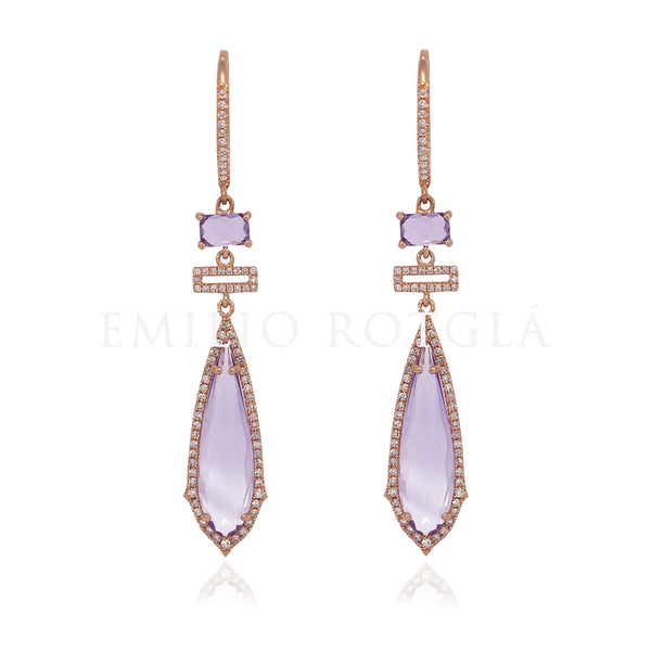 Pendientes brillantes oro rosa