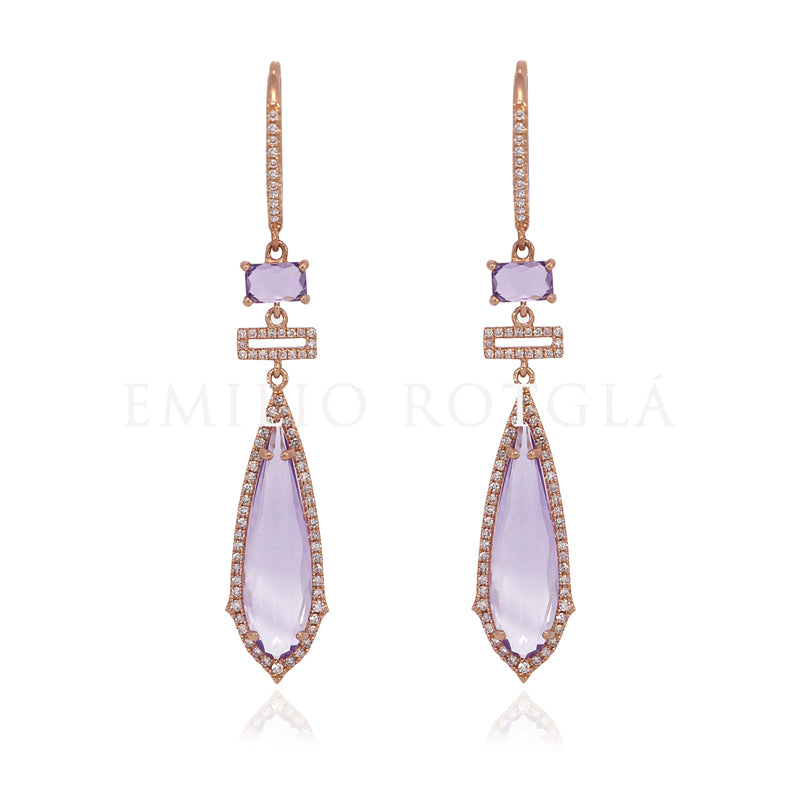 Pendientes brillantes oro rosa