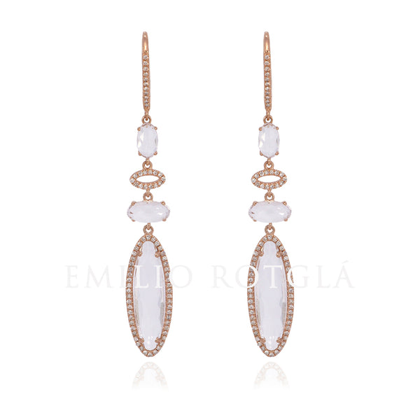 Pendientes brillantes oro rosa