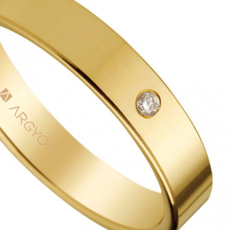 Alianza de boda oro y diamante 4 mm