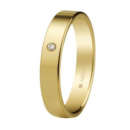 Alianza de boda oro y diamante 4 mm