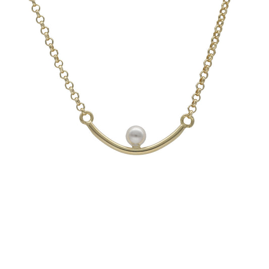 Colgante Dorado cruvo perla