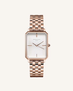 Rosefield Reloj The Octagon Blanco Sunray Acero inoxidable Oro Rosa