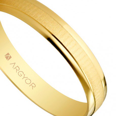 Alianza de boda de oro textura-brillo 3,5mm