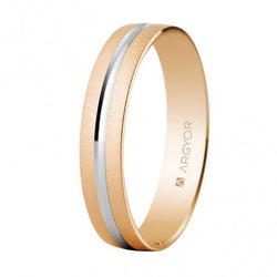Alianza oro rosa bicolor texturizada 4mm