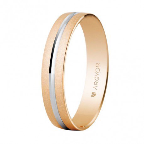Alianza oro rosa bicolor texturizada 4mm