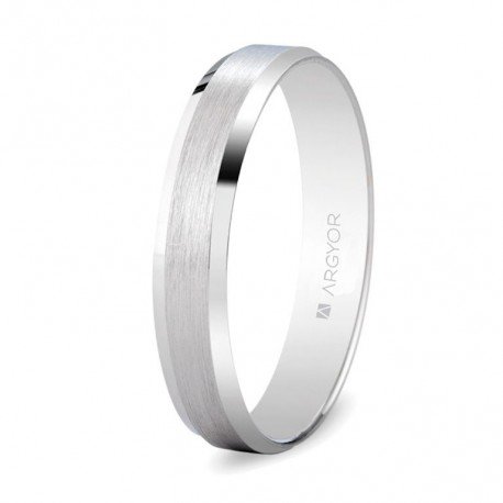 Alianza oro blanco satinada-brillo 3,80mm